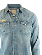 Skjorta Denim Western Denimblå/Brodyr XL