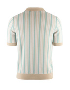 Bowling Shirt Jacquard fiskben Beige/Turkos