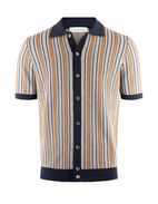 Bowling Shirt Jacquard fiskben Navy/Brun