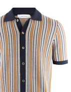Bowling Shirt Jacquard fiskben Navy/Brun