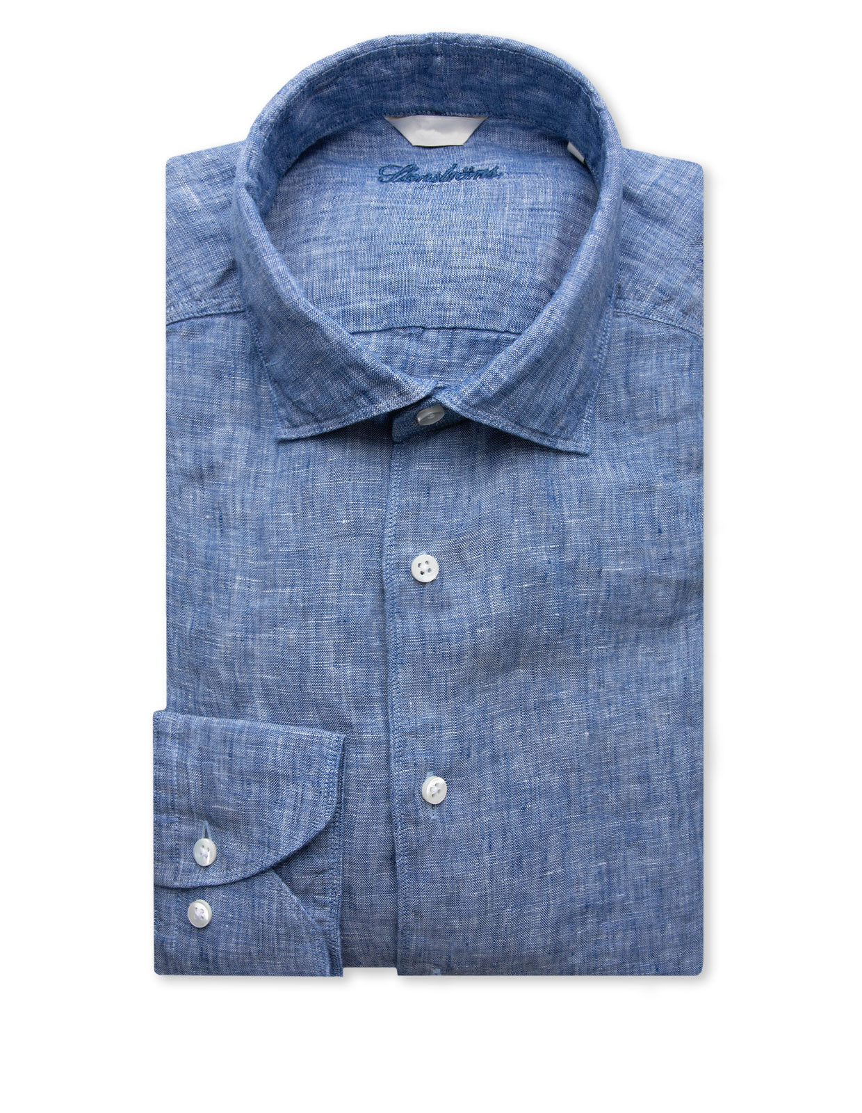 Fitted Body Skjorta Linne Mellanblå