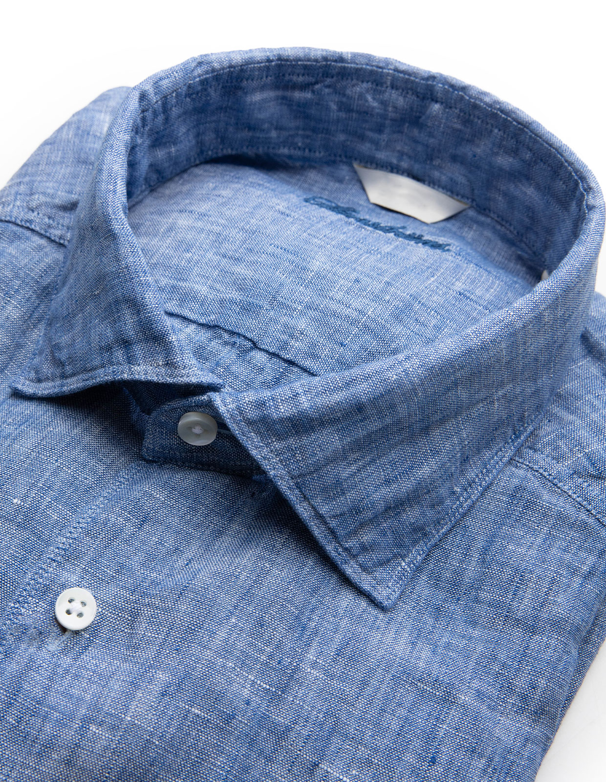 Fitted Body Skjorta Linne Mellanblå