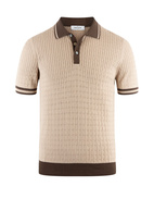 Cable Retro Polo Shirt Ljusbeige/Brun