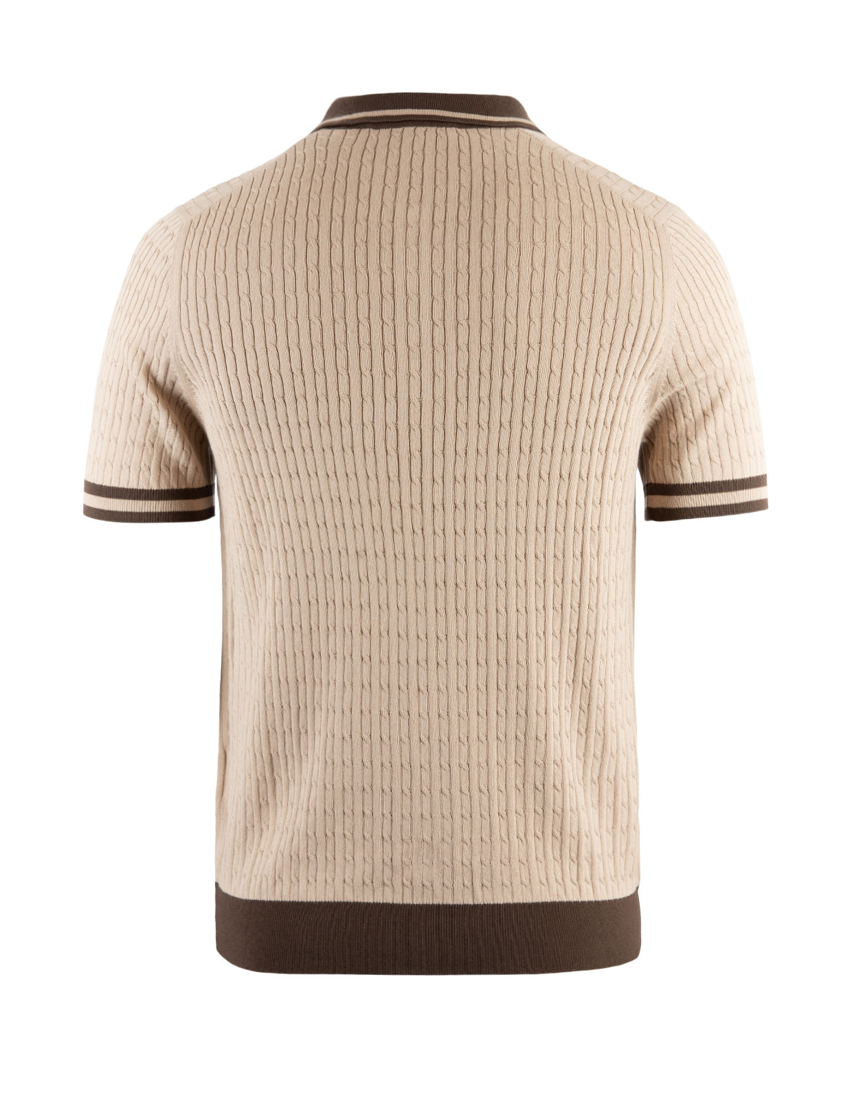 Cable Retro Polo Shirt Ljusbeige/Brun