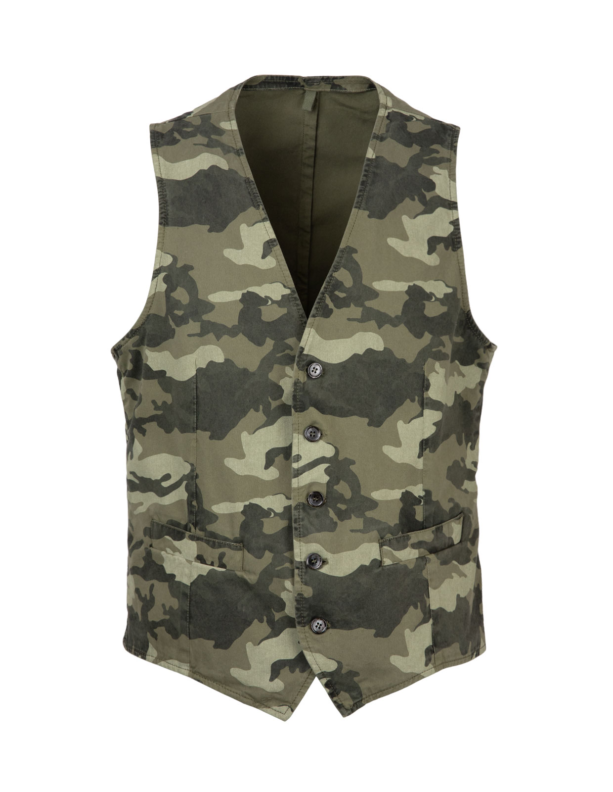 Gilet Regular Jersey Vest Green Camo