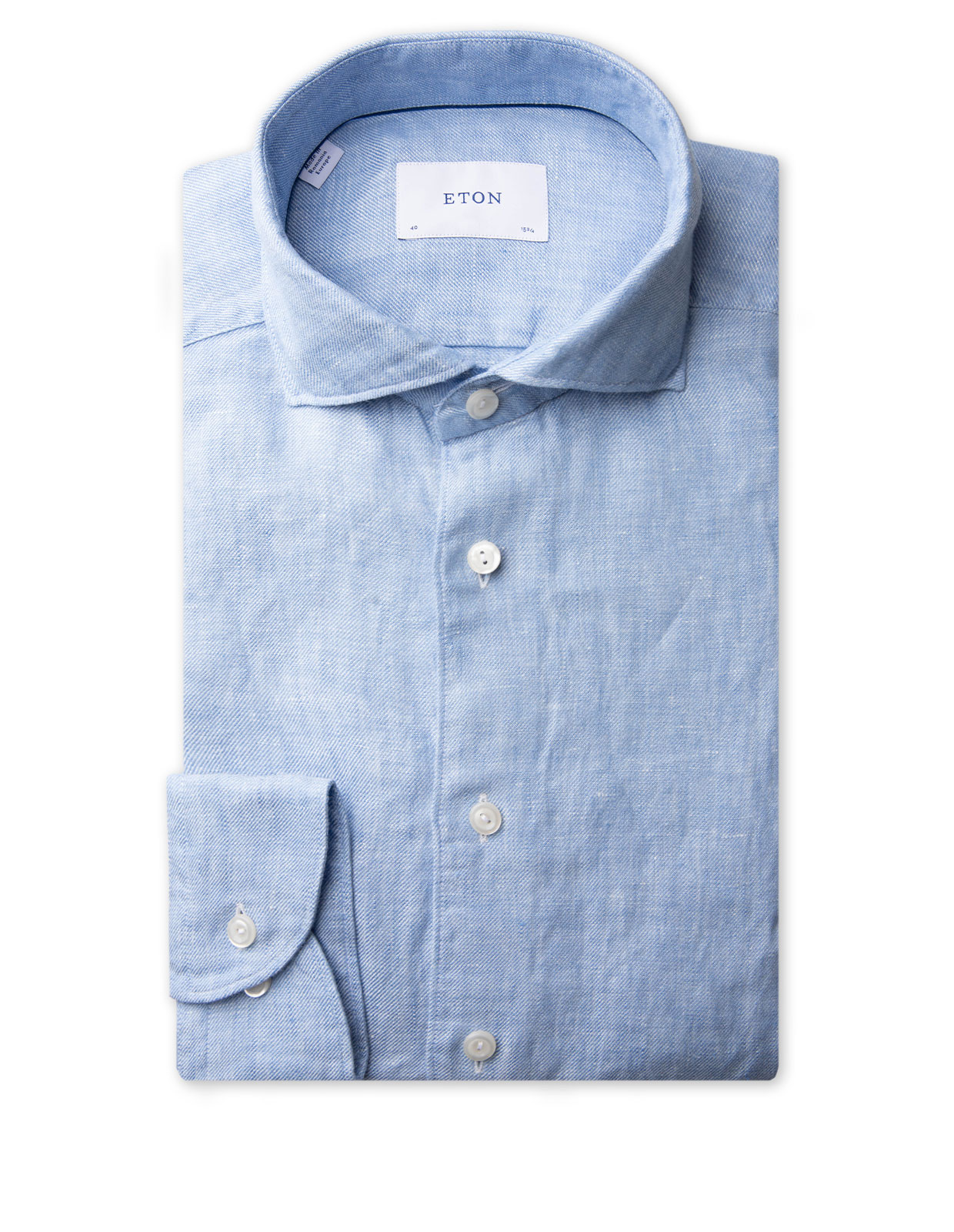 Slim Fit Skjorta Linne Ljusblå