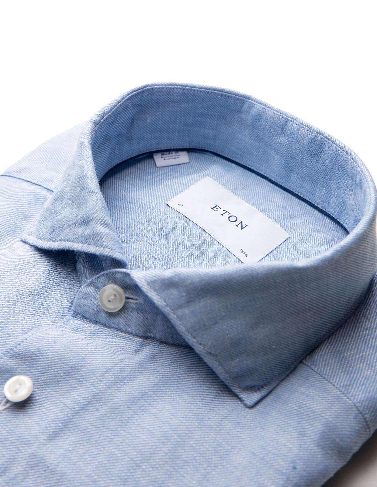 Slim Fit Skjorta Linne Ljusblå