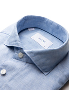 Slim Fit Skjorta Linne Ljusblå