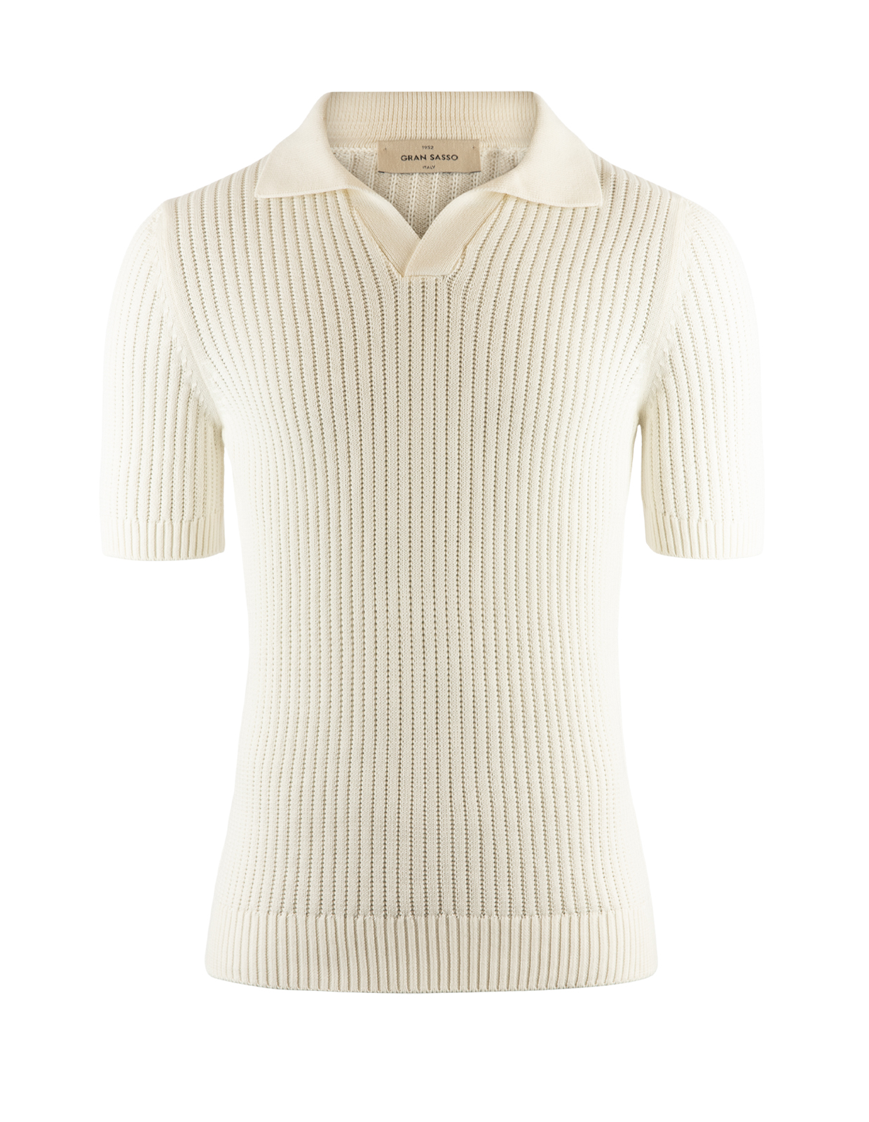 Open Polo Ribbstickad Vit