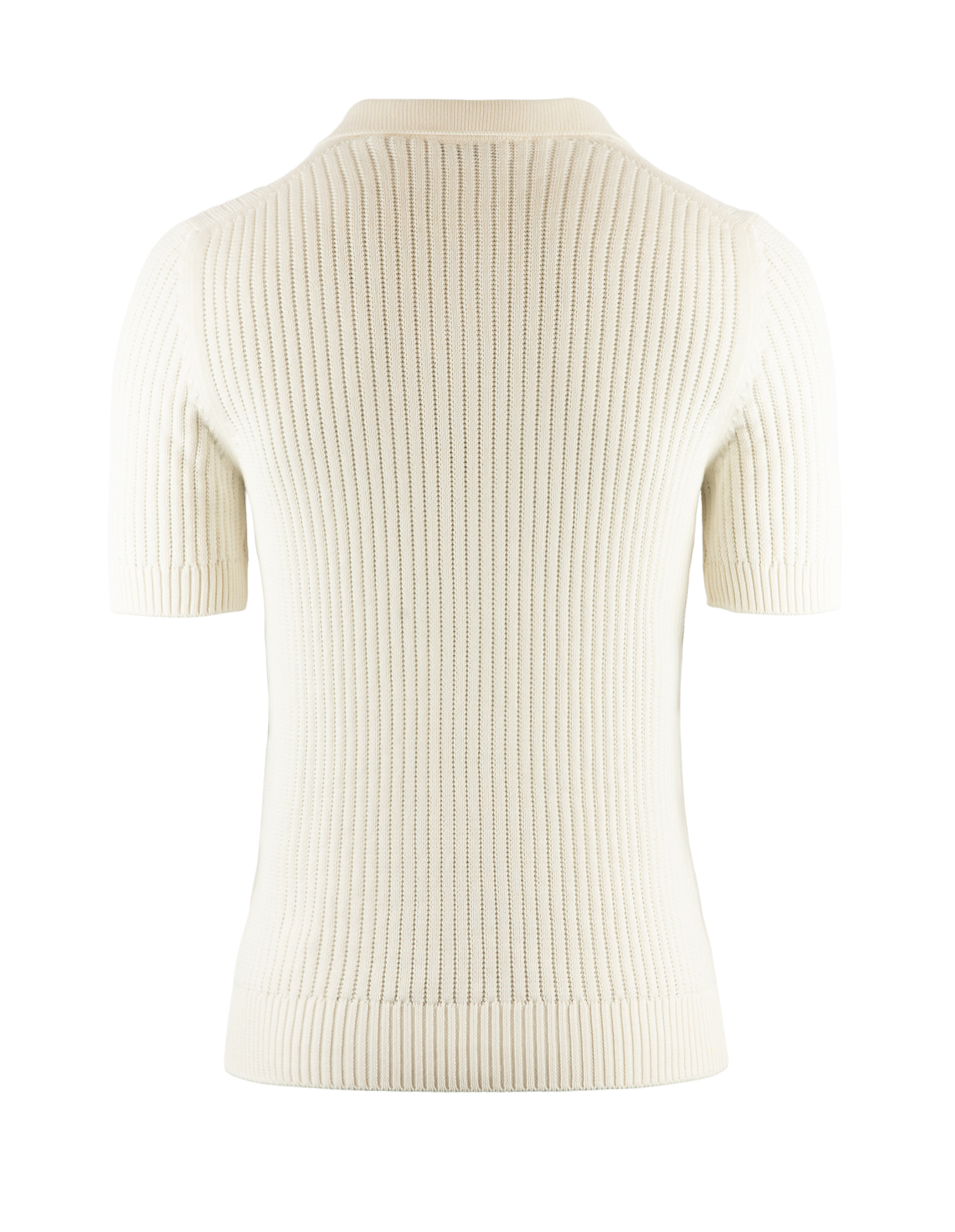 Open Polo Ribbstickad Vit