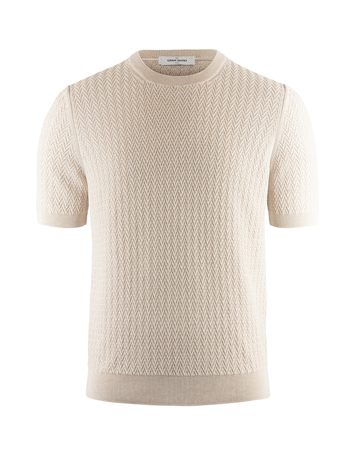 T-shirt chevron-knit Beige