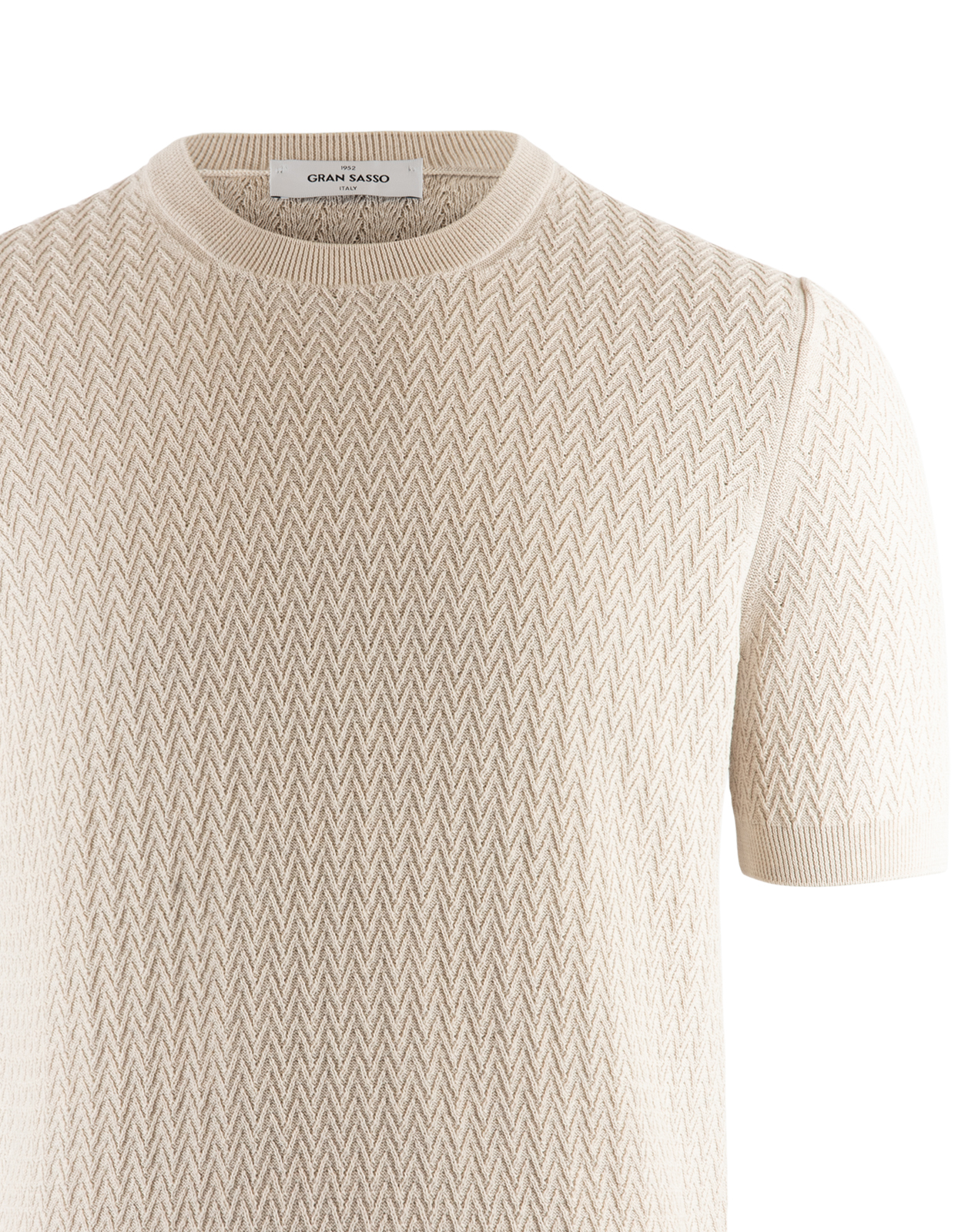 T-shirt chevron-knit Beige