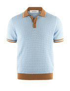 Cable Retro Polo Shirt Ljusblå/Brun