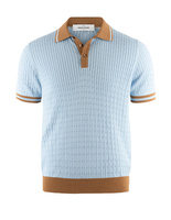 Cable Retro Polo Shirt Ljusblå/Brun