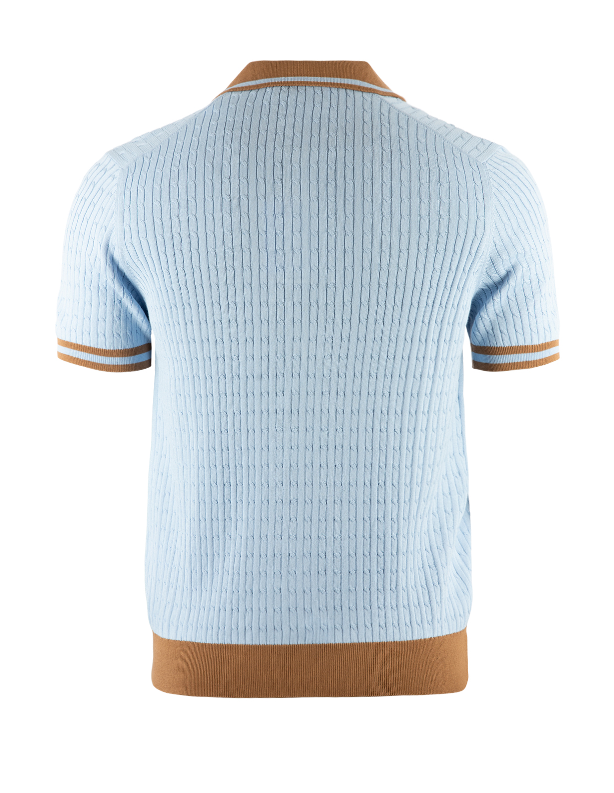 Cable Retro Polo Shirt Ljusblå/Brun
