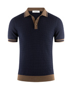 Cable Retro Polo Shirt Navy/Brun 58