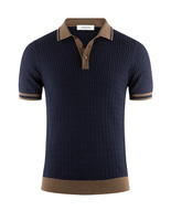 Cable Retro Polo Shirt Navy/Brun