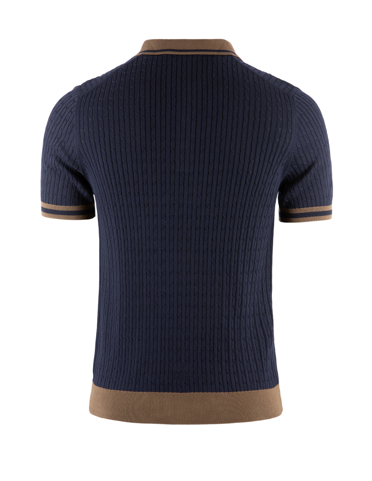 Cable Retro Polo Shirt Navy/Brun