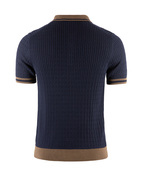 Cable Retro Polo Shirt Navy/Brun 58