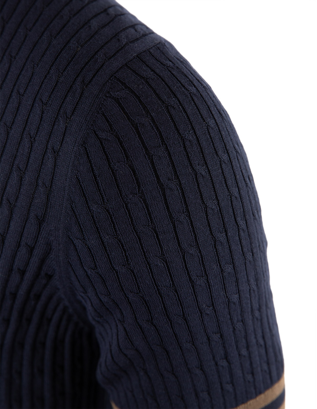 Cable Retro Polo Shirt Navy/Brun 58