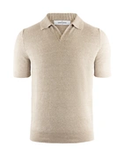 Open Polo Linne/Bomull Ljusbeige