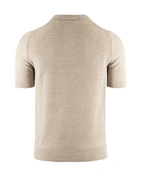 Open Polo Linne/Bomull Ljusbeige