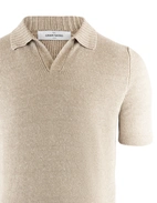Open Polo Linne/Bomull Ljusbeige