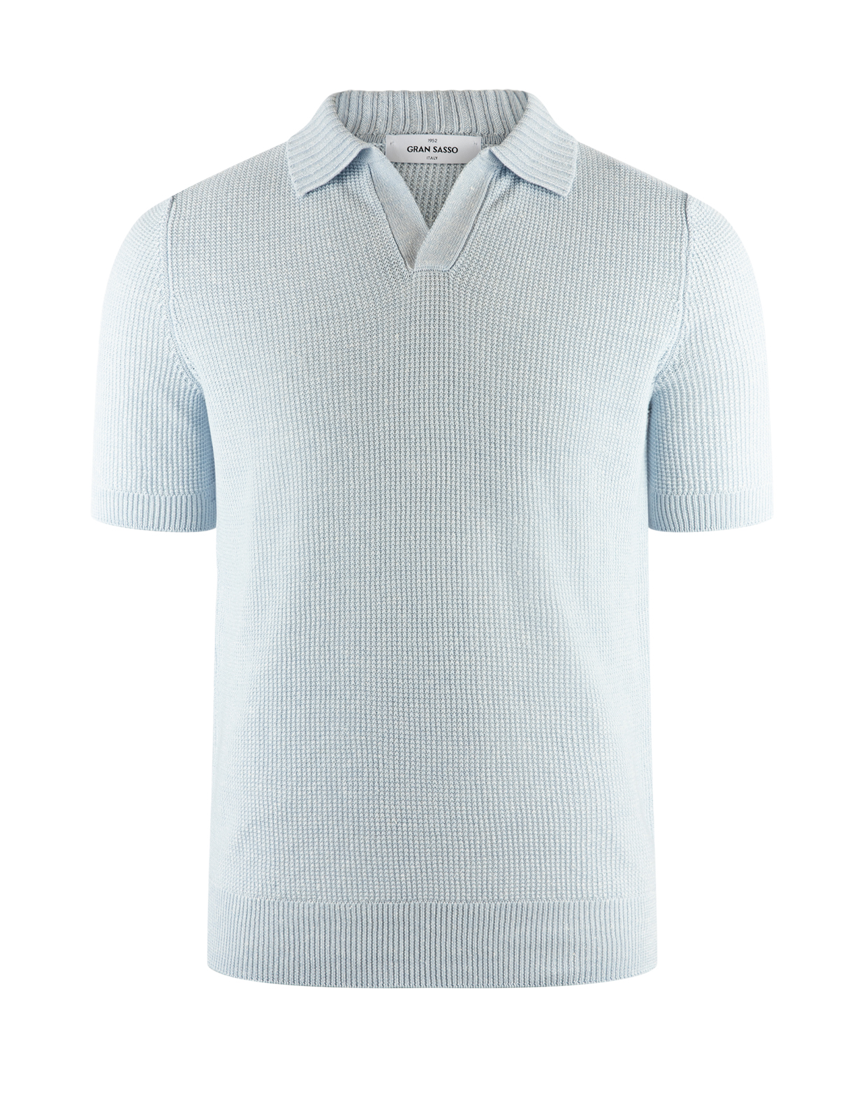 Open Polo Linne/Bomull Ljusblå