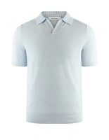 Open Polo Linne/Bomull Ljusblå