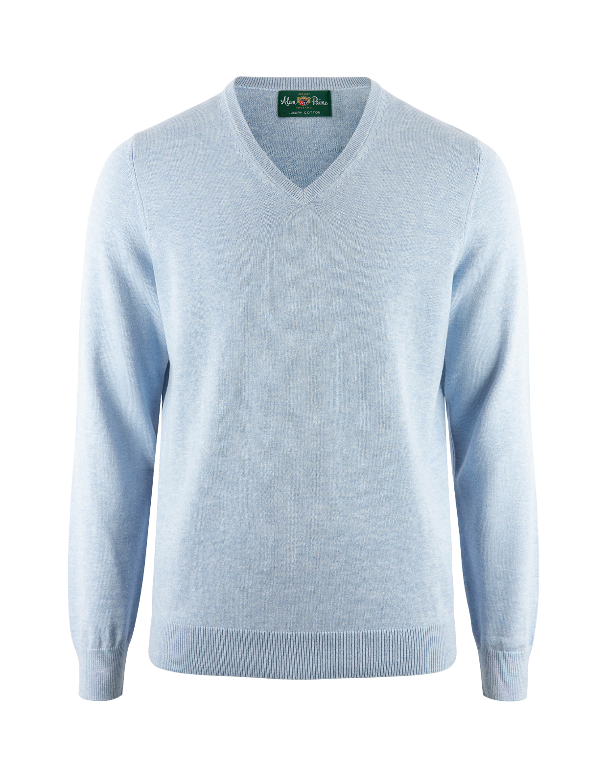 Rothwell Tröja V-ringad Bomull Cashmere Stålblå