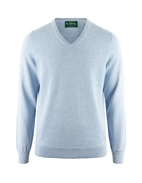 Rothwell Tröja V-ringad Bomull Cashmere Stålblå 56