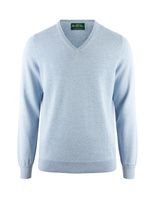 Rothwell Tröja V-ringad Bomull Cashmere Stålblå