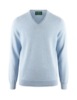 Rothwell Tröja V-ringad Bomull Cashmere Stålblå