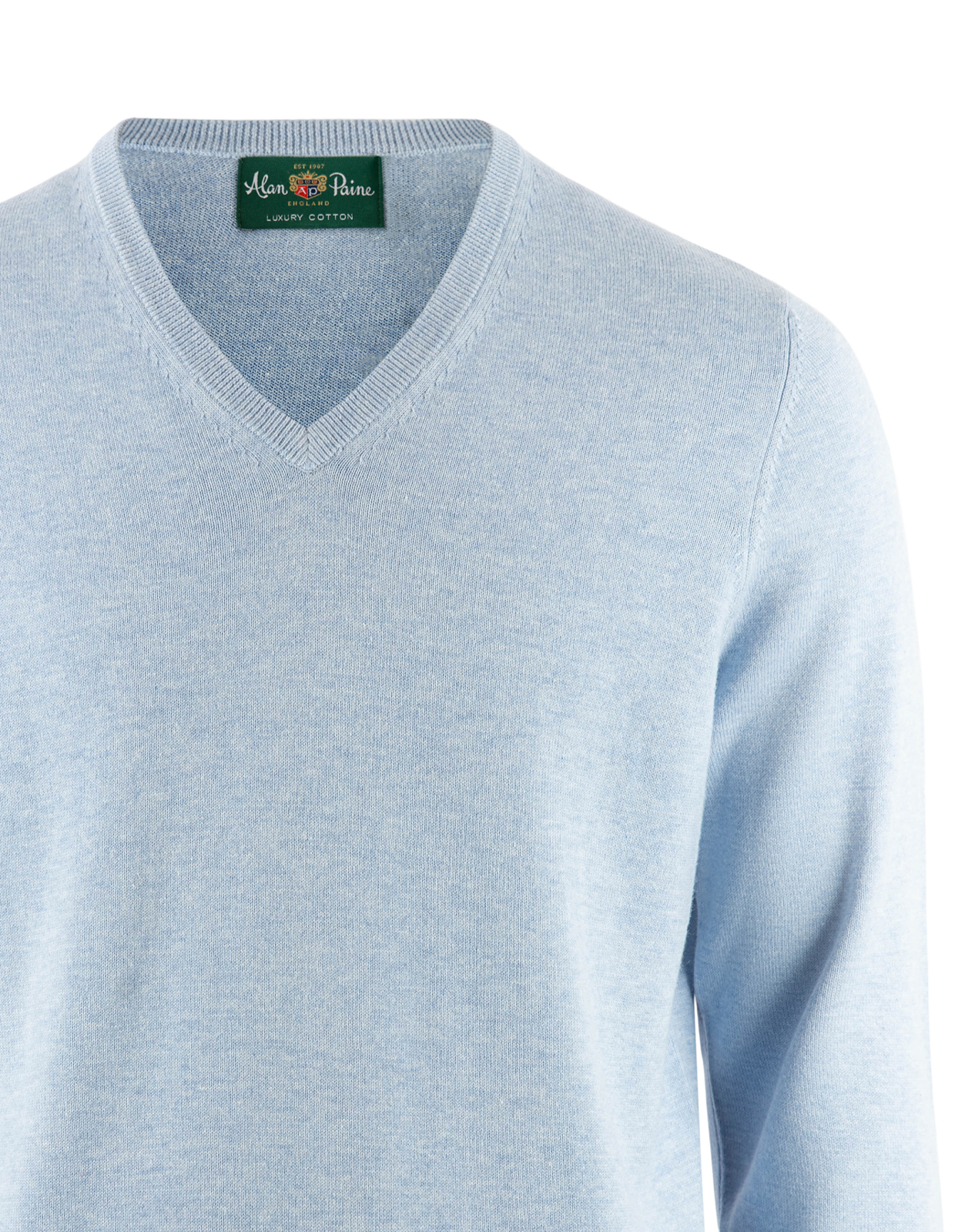 Rothwell Tröja V-ringad Bomull Cashmere Stålblå 56