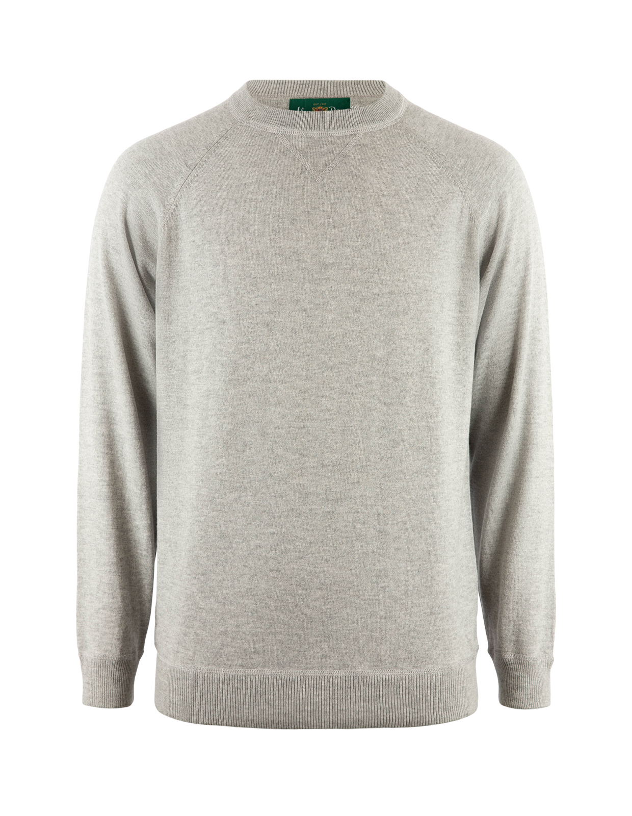 Saddington Collegetröja Merinoull Bomull Ljusgrå