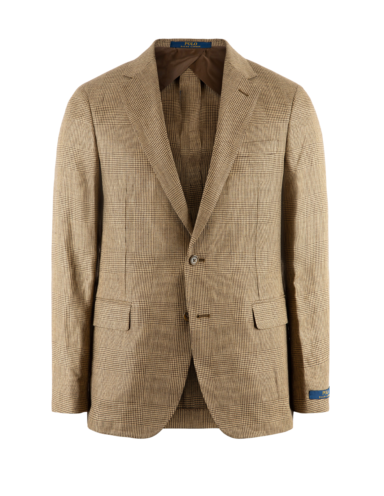 Kavaj Lin/Viskos/Ull Beige Glencheck