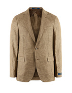 Kavaj Lin/Viskos/Ull Beige Glencheck