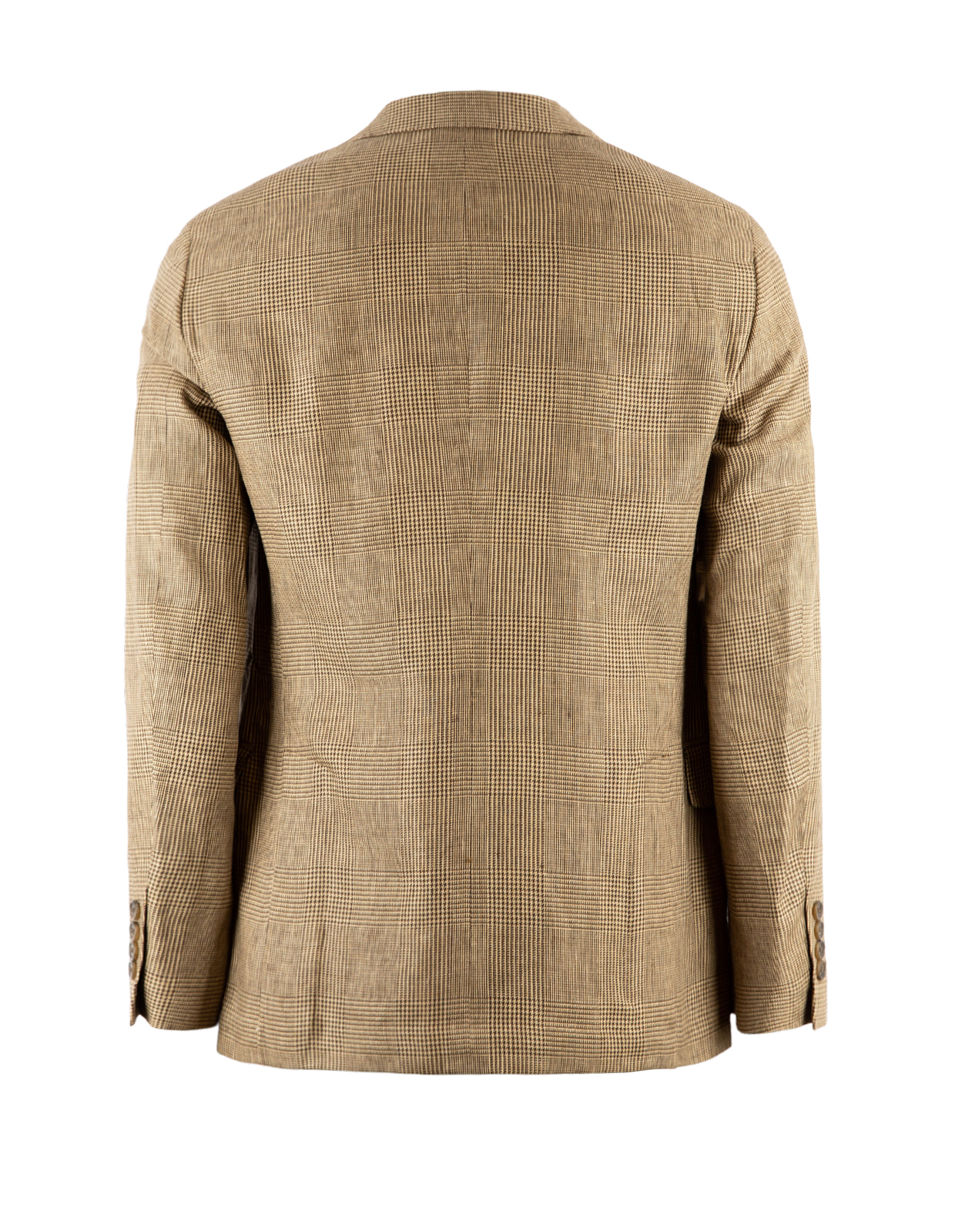 Kavaj Lin/Viskos/Ull Beige Glencheck