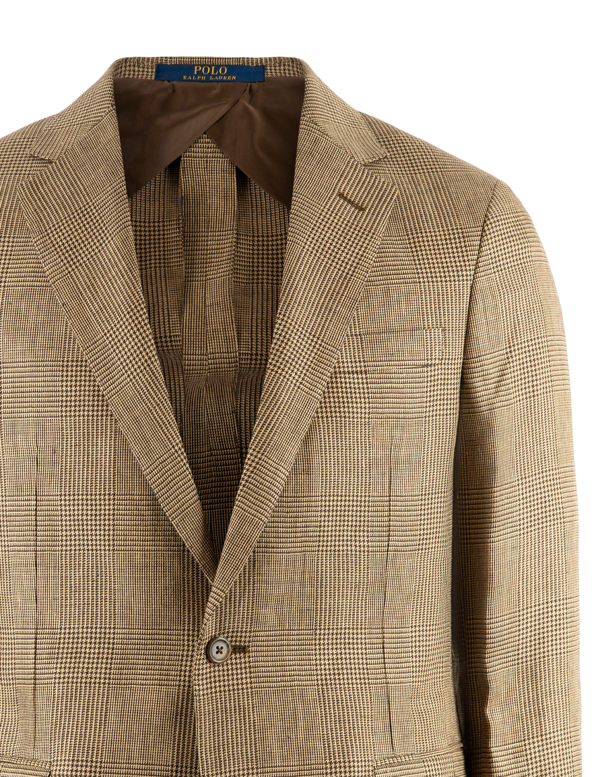 Kavaj Lin/Viskos/Ull Beige Glencheck