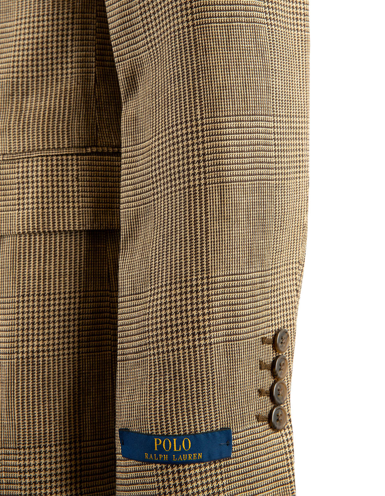 Kavaj Lin/Viskos/Ull Beige Glencheck