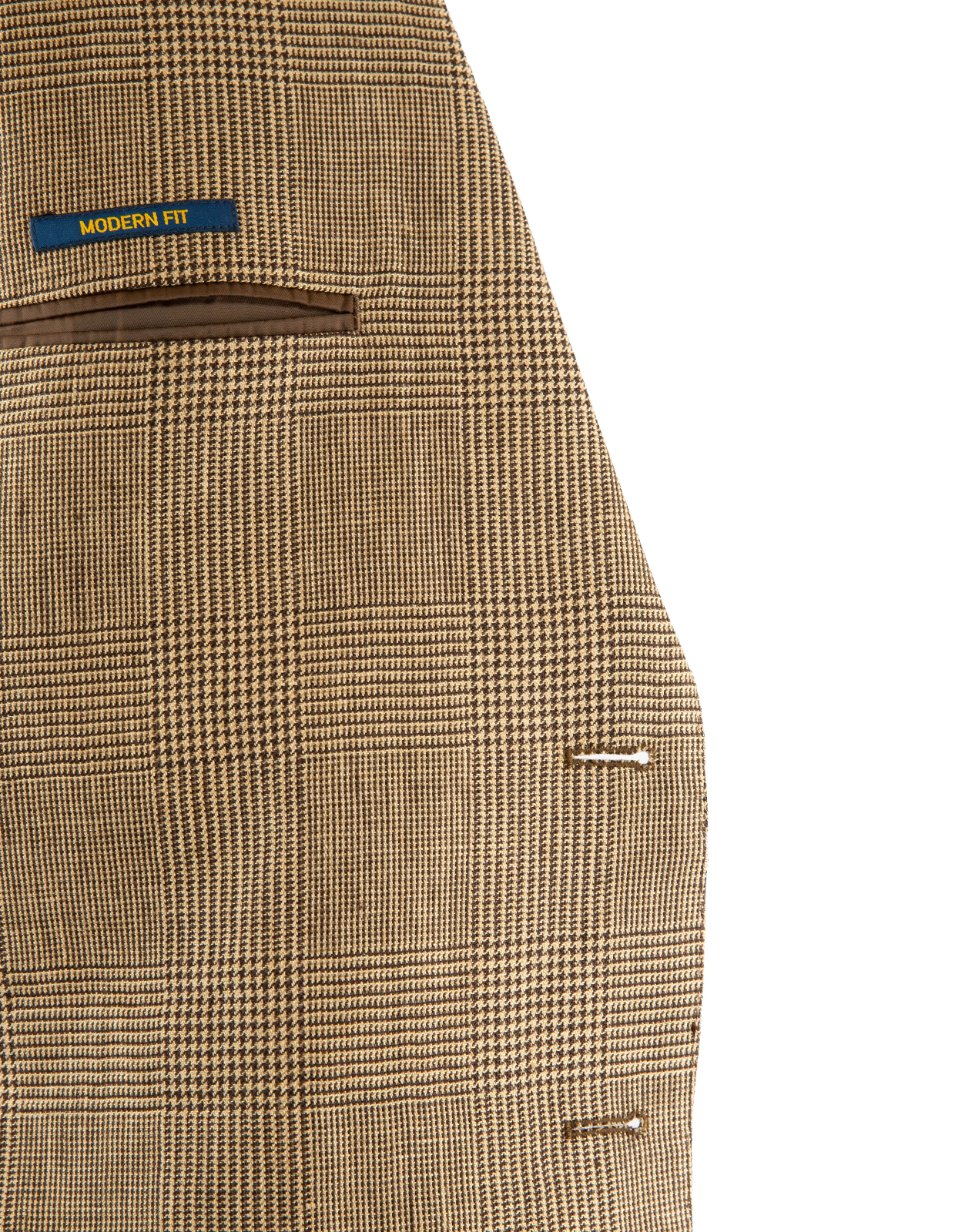 Kavaj Lin/Viskos/Ull Beige Glencheck
