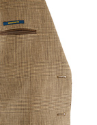 Kavaj Lin/Viskos/Ull Beige Glencheck