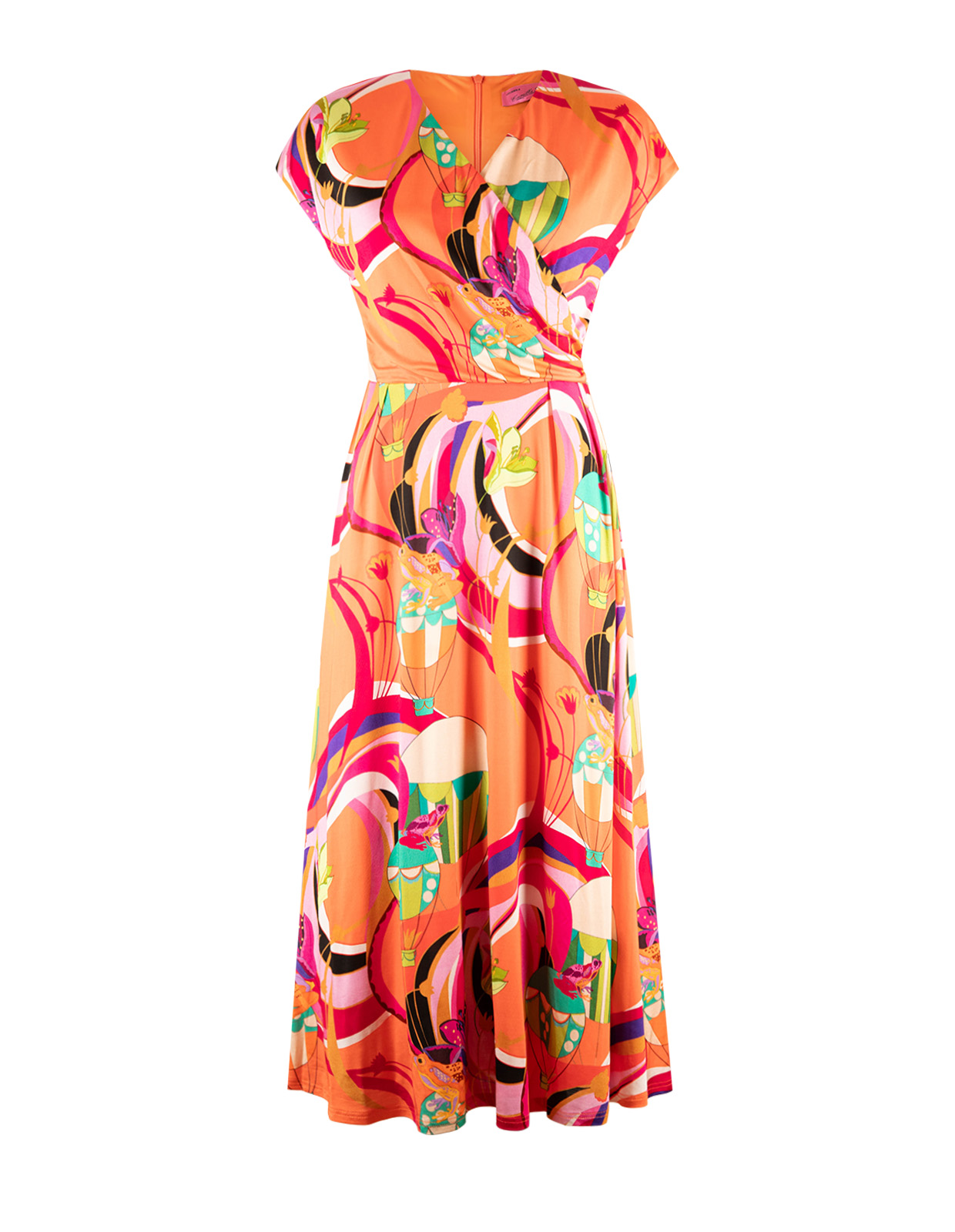 Rhea Klänning Orange/Rosa Mönstrad