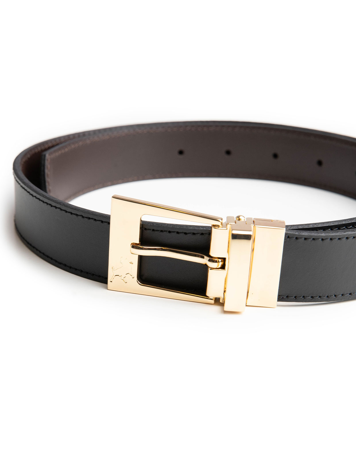 Vändbart Bälte Läder Svart/Brun