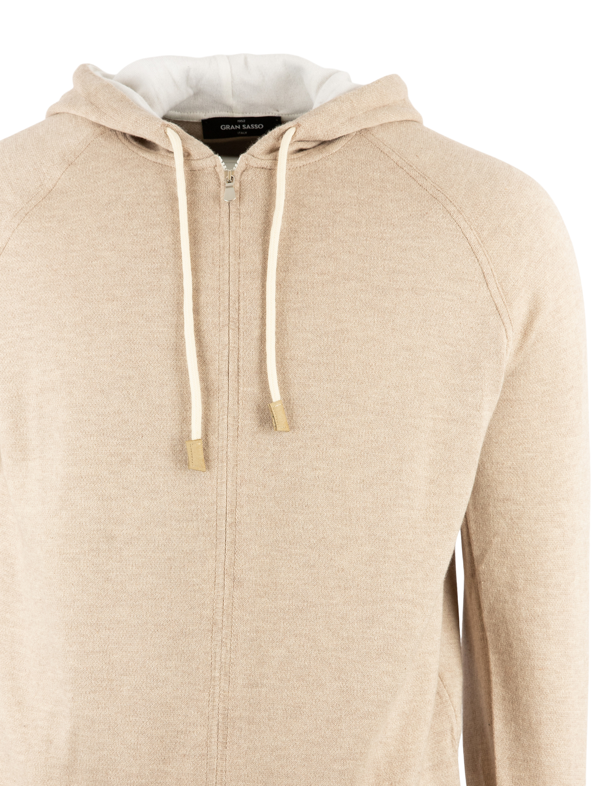 Hoodie Full Zip Cotton Cashmere Ljusbeige 48