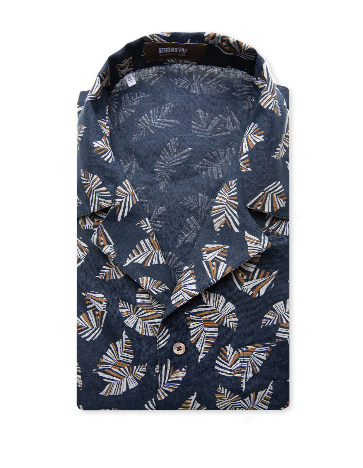 Resort Skjorta Linne Blå/Vit Mönstrad