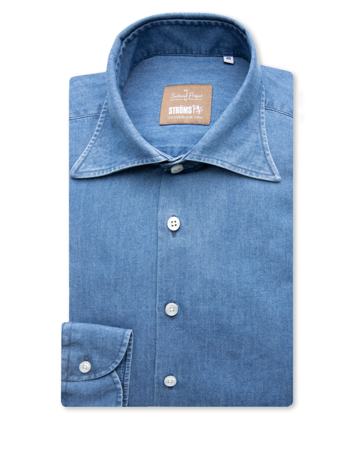 Sartorial Shirt Denim Tvättad Blå 45