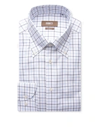 Slim Fit Skjorta Button Down Oxford Tattersall Vit/Blå Ruta
