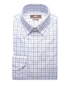 Regular Fit Skjorta Button Down Oxford Tattersall Vit/Blå Ruta 44