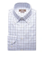 Regular Fit Skjorta Button Down Oxford Tattersall Vit/Blå Ruta
